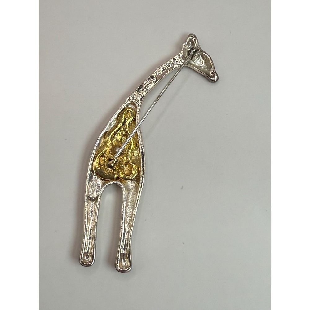 Vintage Danecraft Silver Tone Giraffe Brooch – Gold Accent Animal Pin - Picture 3 of 4
